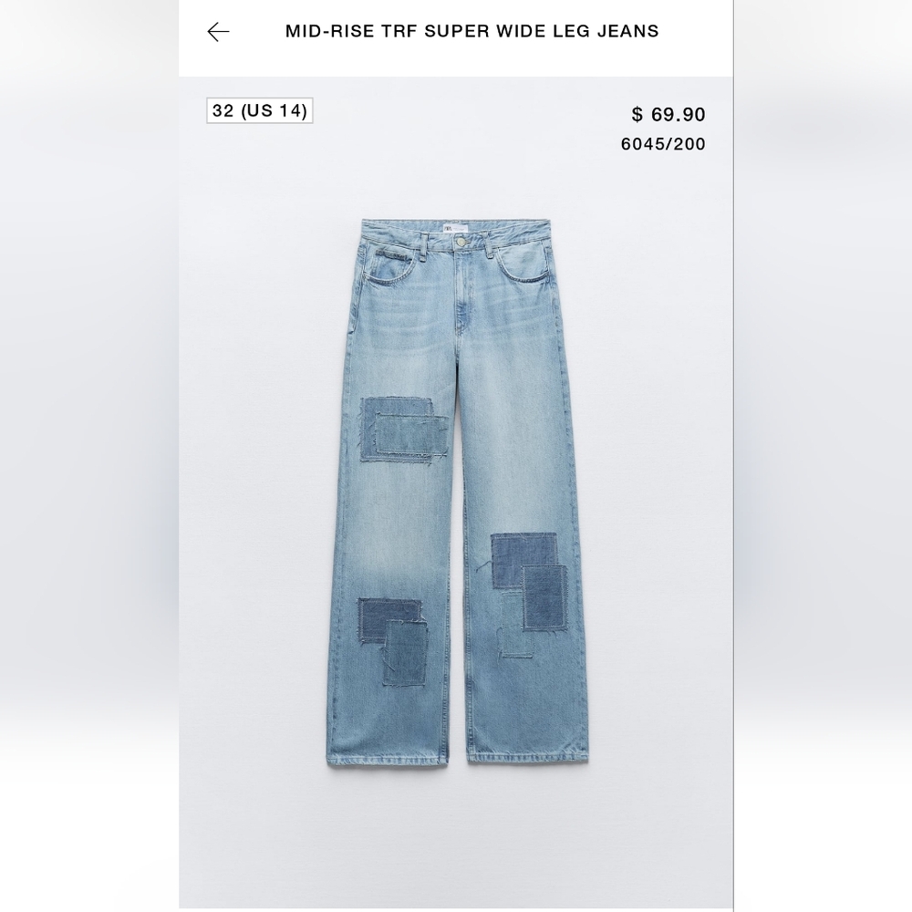 Zara super wide leg patchwork jean
